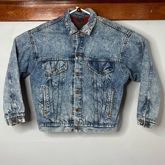 Vintage Levi’s Flannel Fleece Lined Denim Jean Jacket - Picture 1 of 6